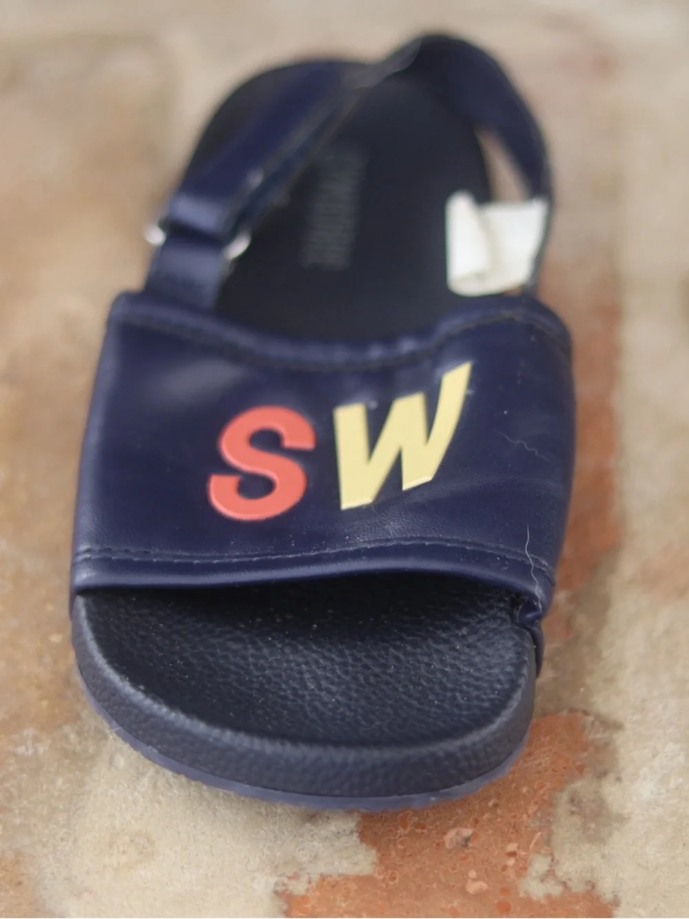 Gymboree Navy Slide Sandals with Colorful Lettering